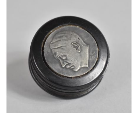 A Reproduction Circular Nazi Snuff Box with Adolf Hitler and Swastika Mounts, 5cm Diameter 