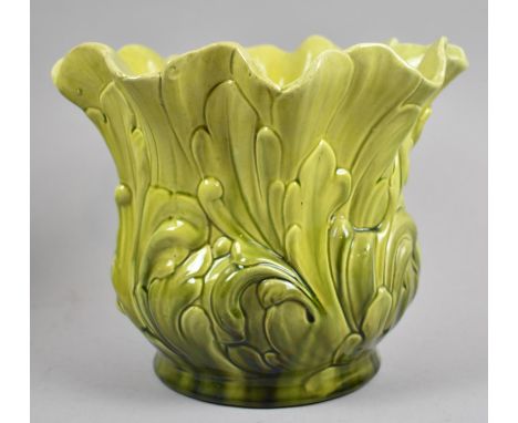 A Late 19th Century Bretby Planter with Flared Wavy Rim and Foliate Moulding, reg no.323192, Some Condition Issures 