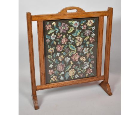 An Oak Framed Tapestry Firescreen, 66cm wide 