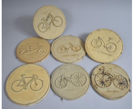 A Collection of Six Circular Bicycle Plaques by Dave Pinkerton to Commemorate the Les Wooding Memorial Run, Vintage Rally, 16
