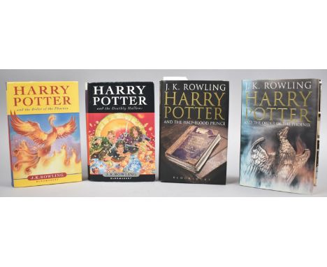 A Collection of First Edition Hardback Harry Potter Books including Half Blood Prince with misprint page 99