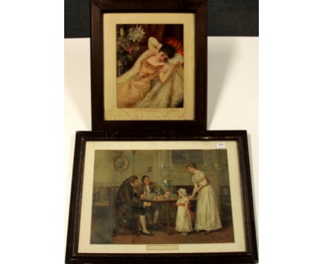 A framed Pears print, 'Tempted But Shy' together with another Victorian print.