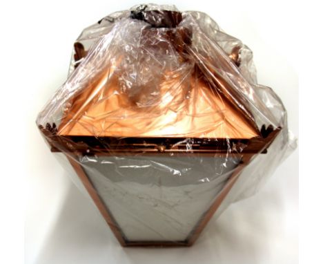 A pair of new copper street lamp style lanterns, overall height 86cm.