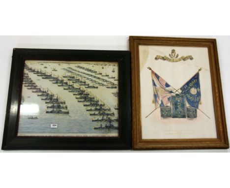 Local Interest: A large framed print of the Royal Naval Pagaent in the Thames off Southend, togther with a gilt framed print 