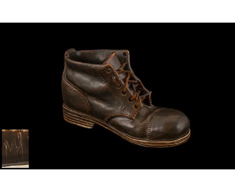 Vintage Model of a Boot. Leather Shoe Laces and Signed to Underside. Please See Photo. 