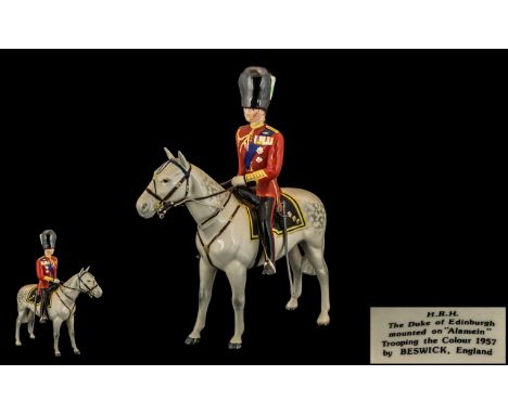 Beswick - Hand Painted Royal Figure Seated on Horse ' H.R.H Duke of Edinburgh on Alamein ' Model No 1588. Designer Mr Folkard