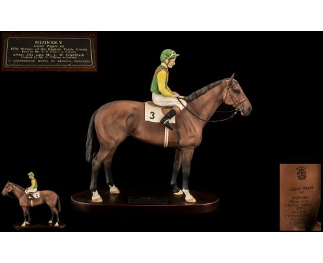 Beswick Hand Painted Seated Horse Figure Connoisseur Series ' Nijinsky Lester Piggot Up ' Model No 2352. Issued 1971 - 1982. 