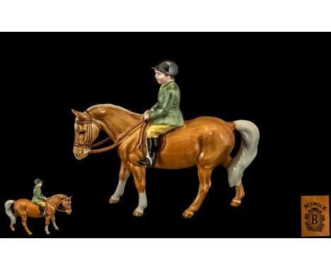 Beswick Hand Painted and Early Pony Figure and Rider ' Boy on Pony ' Model No 1500. Designer A. Gredington. Issued 1957 - 197