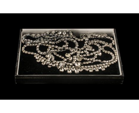 Vintage Diamonte Jewellery, comprising three necklaces and a bracelet.  Please see images.