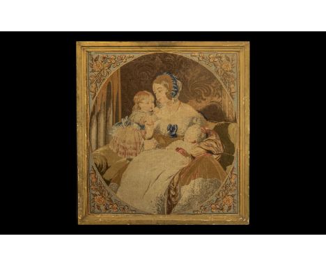 Early 19th Century Hand Woven Tapestry. Early to Mid 19th Century Tapestry, Good Subject of Mother and Child, Superior Qualit