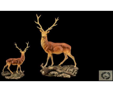 Beswick - Hand Painted Majestic and Large Stag Figure ' Stag ' Connoisseur Series. Model No 2629, Designer G. Tongue. Issued 