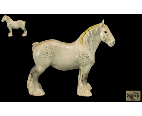 Beswick Hand Painted Large Horse Figure ' Shire Mare ' Grey. Model No 818. Designer A. Gredington. Issued 1961 - 1989. Height