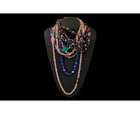 Vintage Costume Jewellery Necklaces. 10 Stunning Vintage Necklaces, Very Vibrant Colour &amp; Designs. All In Good Condition,