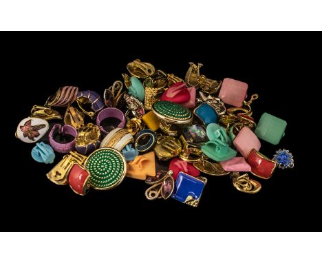 Large Collection of Vintage Costume Jewellery, Clip on Earrings. All Shapes and Sizes, Very Good Mixture, Please See Photo. 