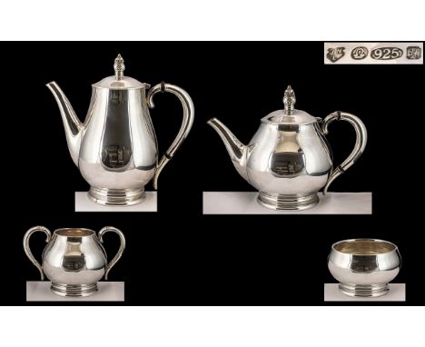 Royal Danish - USA International Superb Contemporary Designed Sterling Silver ( 4 ) Piece Tea and Coffee Service of Plain For