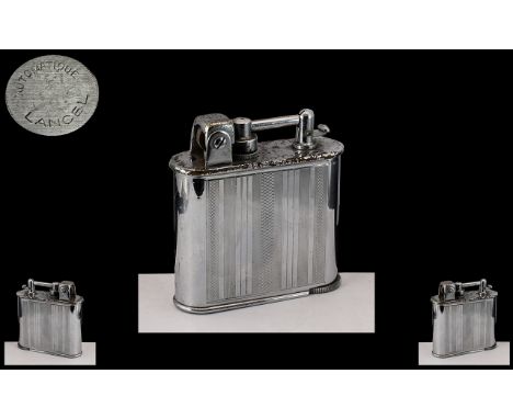 Jumo Art Deco Chrome 'Lancel Automatique' Petrol Cigarette Lighter, c1922, stamped Made in France - 15- 22