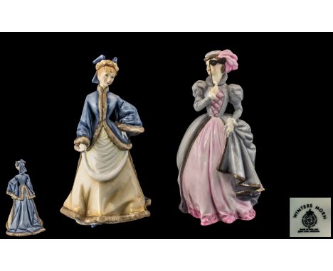 Royal Worcester Hand Painted Pair of Porcelain Figures. Comprises 1/ ' Belle of The Ball ' RW4079. Designer Michael Brindley.