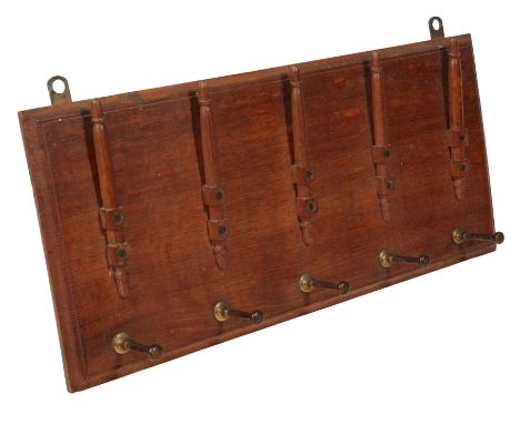 CALLOW &amp; SON OF LONDON: AN OAK WALL WHIP RACK for ten whips, 20cm x 44cm