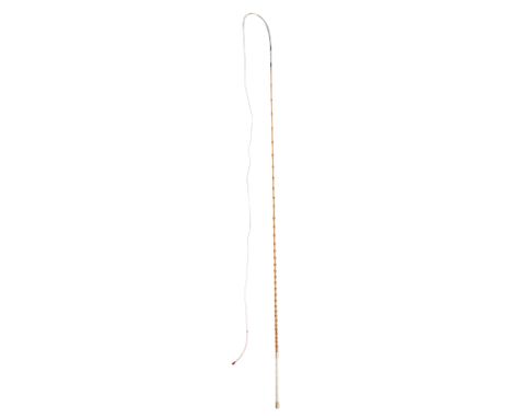 SWAINE &amp; ADENEY, LONDON: A RARE LADY'S CARRIAGE WHIP with ivorine grip, 15ct gold collar and butt, with engraved Duke's c