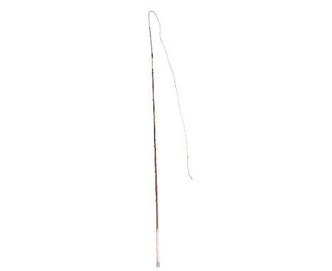 SWAINE &amp; ADENEY: A CARRIAGE WHIP, late 19th century, with ivorine grip, nickel silver engraved collar and butt, Birmingha