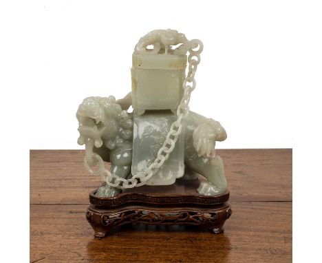 Carved jade model dog of fo and chi-lin dragonChinese, in the Ming style. The creature turned with its head facing to the sid