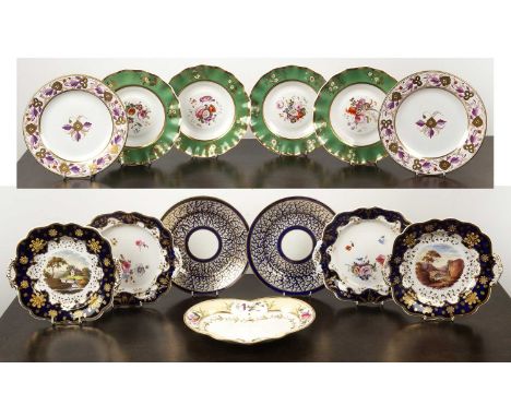 Group of porcelain platesEnglish, 19th Century, to include a pair of Spode 889 pattern plates, 21.25cm diameter, a pair of Ri
