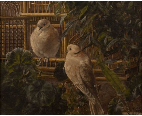 E. M. R (19th Century School) 'Untitled study of birds', oil on canvas, initialled and dated 1883 lower right, in gilt frame,