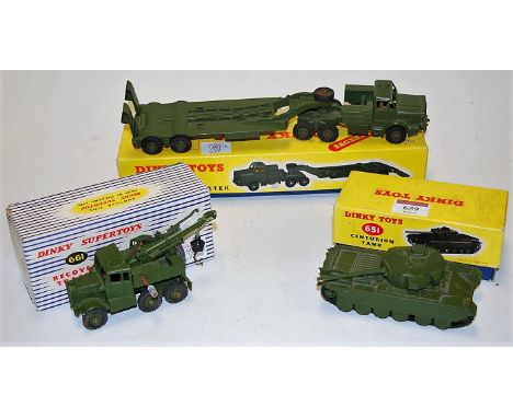 A boxed Dinky Toys 660 tank transporter; together with a Dinky Supertoys 661 recovery tractor; and a Dinky Toys 651 Centurion