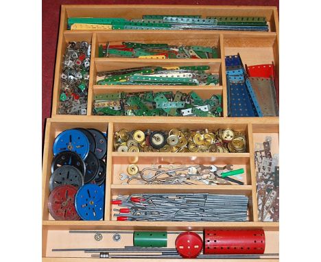 Six trays of Meccano model making pieces