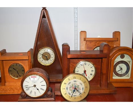 A reproduction beech cased Acctim Tempus Fugit mantel clock, having Westminster chime; together with various other modern man