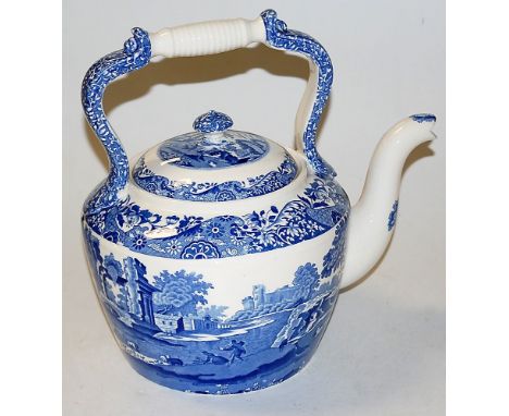 A large Copeland Spode Italian transfer decorated kettle, height 31cm