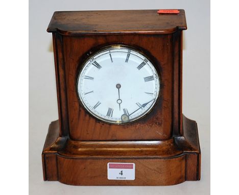 A late 19th century walnut cased mantel clock having enamelled dial with Arabic numerals, French eight day movement, height 1