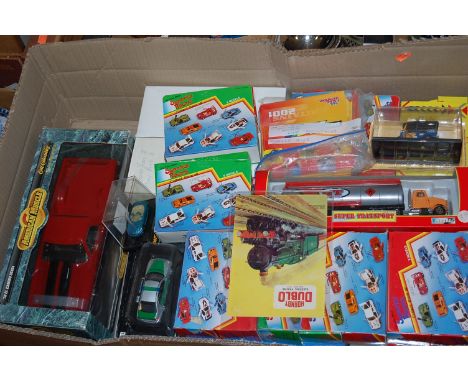 A box of assorted modern issue diecast and other toy vehicles, to include; Ertl Collectables 1.18 scale diecast metal model o