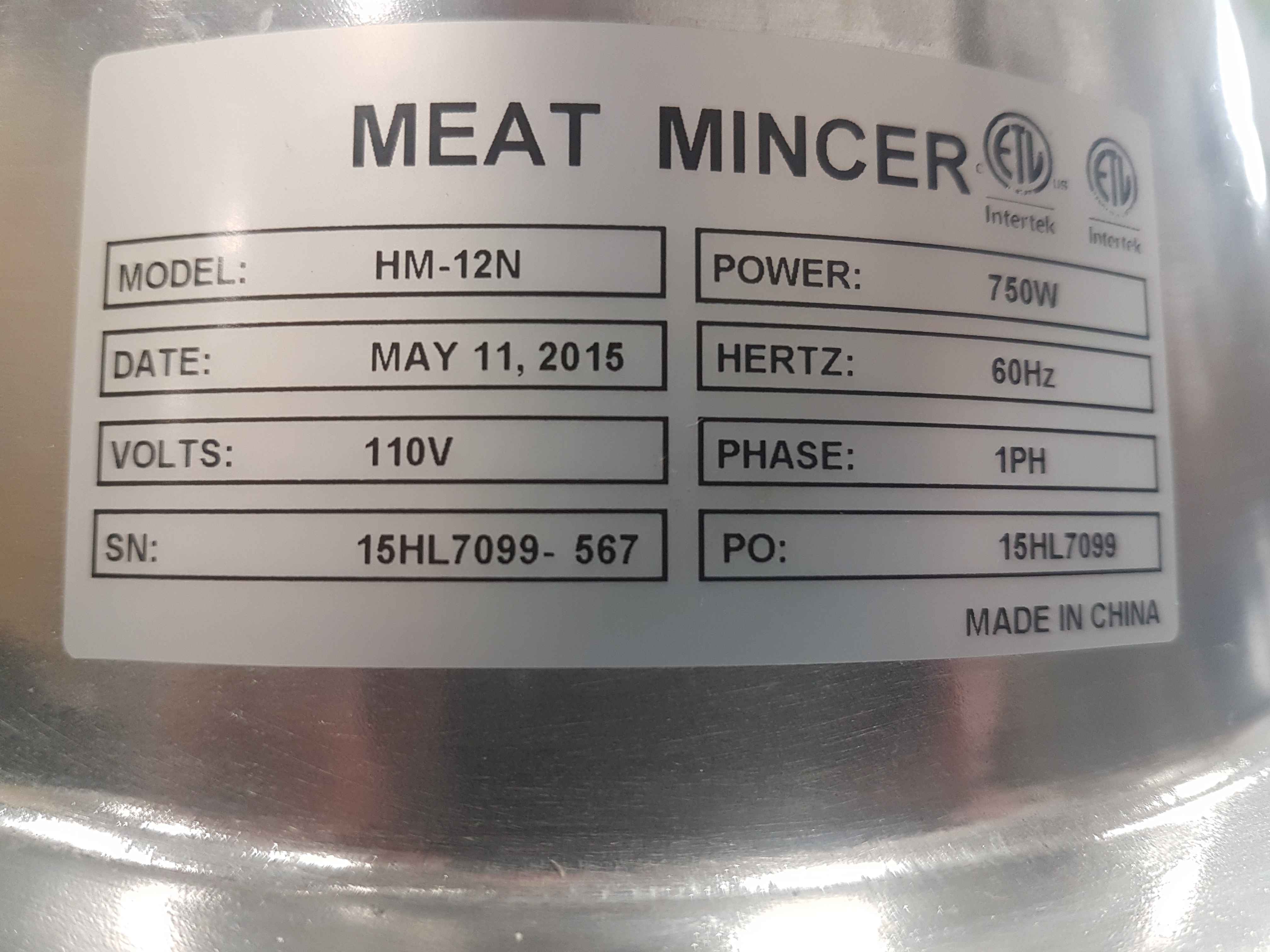 Eurodib Meat Mincer / Grinder model HM12N, LikeNew Rental Return (2