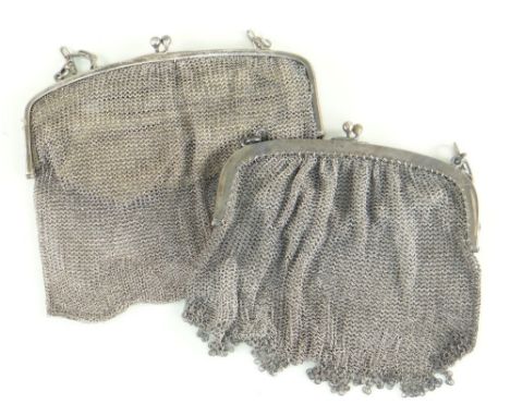 TWO SIMILAR SILVER MESH / CHAINMAIL PURSES with chains Condition Report: both appear in good overall condition with no obviou