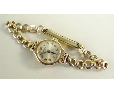 9CT GOLD ROTARY LADIES WRISTWATCH on 9ct gold bracelet, 15.2gms Condition Report: Appears in complete and good overall condit