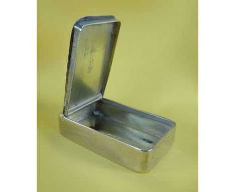 GEORGE III SILVER SNUFF BOX of rectangular form, the hinged lid engraved 'Burgels Toxteth Park 1812', Birmingham 1808, John S