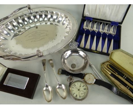 ASSORTED GENTLEMANS WRISTWATCHES &amp; ACCESSORIES including late Victorian silver key wind pocket watch with lever escapemen
