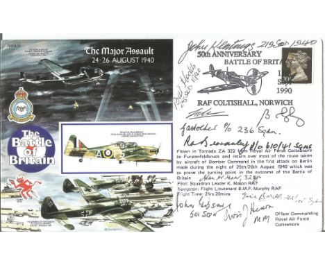 World War II FDC RAFA10 Battle of Britain Major Assault Signed 8 Battle of Britain Pilots, Crew WAAF Signed by Tornado Crew a
