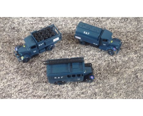 World War Two Set of 3 diecast R A F Cars all an air force blue colour made for Battle of Britain 50th Anniversary by Lledo D