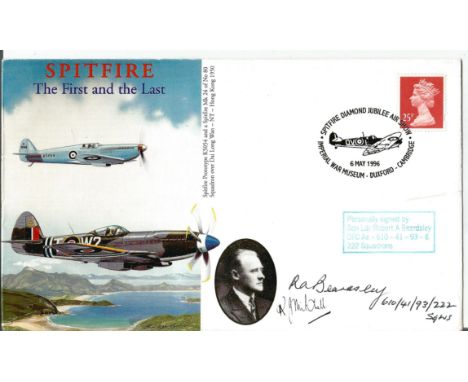 Sqn Ldr Robert A Beardsley DFC AE signed Spitfire The First and Last FDC PM Spitfire Diamond Jubilee Air Show Imperial War Mu
