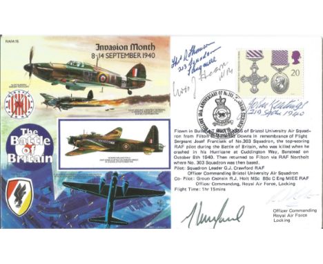 World War II FDC RAFA15 Battle of Britain Invasion Month 8 – 14 Sept 1940 Signed 3 Battle of Britain Pilots Crew, Signed by t