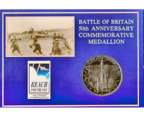 Silver Coloured Battle of Britain 50th Anniversary Medallion. Good Condition. We combine postage on multiple winning lots and