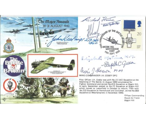 World War II FDC RAFA12 50th Anniv Battle of Britain Signed I Cosby &amp; 5 Battle of Britain, Pilots, WAAF Wing Commander I 