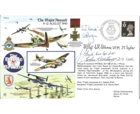 World War II FDC RAFA5bThe Major Assault Signed by 3 Battle of Britain Pilots, Crew, Signed by Canberra crew Flt Lt S J Deaki