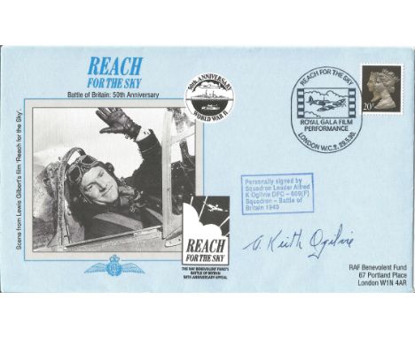 Sq Ldr Alfred K Ogilvie DFC 600 Squadron signed FDC Reach For the Sky Battle of Britain 50th Anniversary PM Reach For The Sky