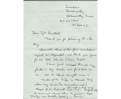 Battle of Britain ALS signed by A R Wright 92 Sqn Battle of Britain Fighter Pilot WW11Ace. WW2 RAF Battle of Britain pilot. G