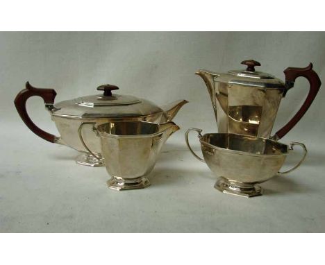 An Elizabeth II silver four piece Tea Service of footed octagonal form, Frank Cobb and Co Ltd Sheffield 1961, 51.85oz 