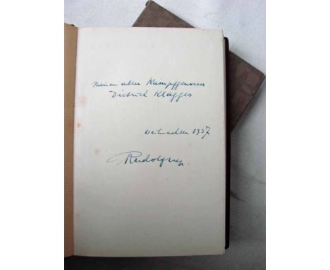 Reden signed by Rudolf Hess, Deputy Führer to Adolph Hitler. 1938 edition bound in maroon calf with gold block lettering and 