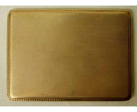 An early 20th century 9ct gold Cigarette Case, rectangular form with engine turned surfaces, 160.8g, 11.7cm by 8.5cm 